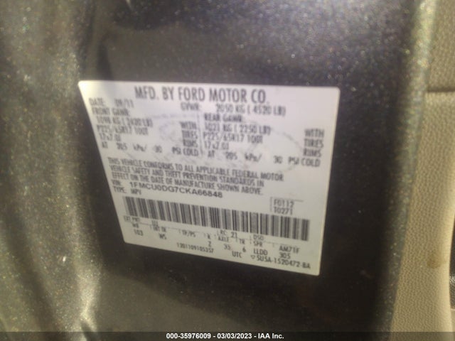 2012 FORD ESCAPE XLT VIN: 1FMCU0DG7CKA66848