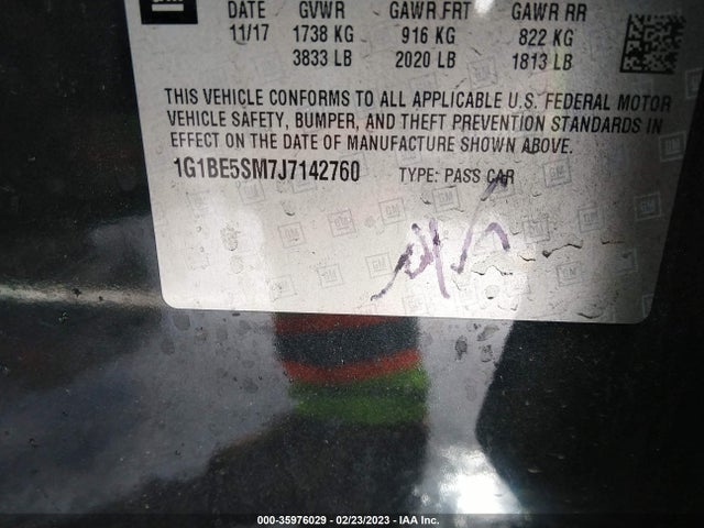 Chevrolet CRUZE LT 2018 1G1BE5SM7J7142760 Image 9