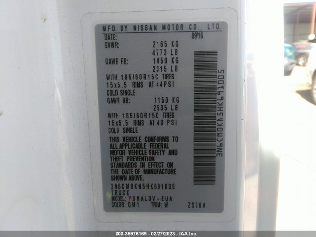 2017 Nissan NV 200, VIN: 3N6CM0KN5HK691005