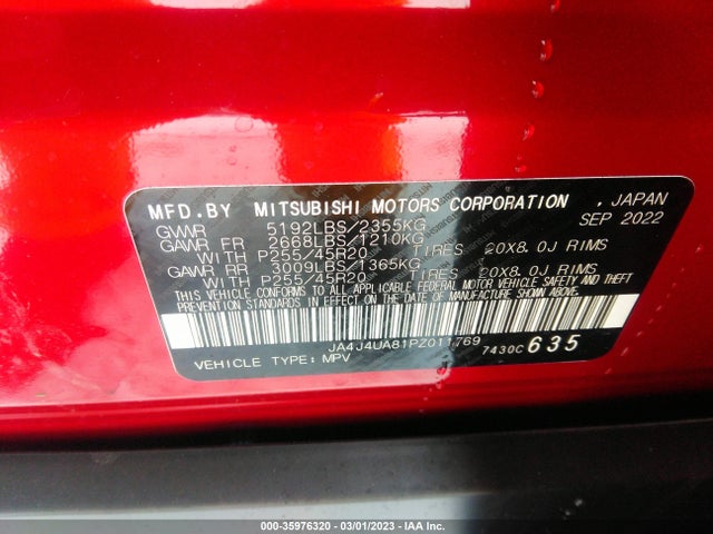 JA4J4UA81PZ011769 Mitsubishi Outlander Se