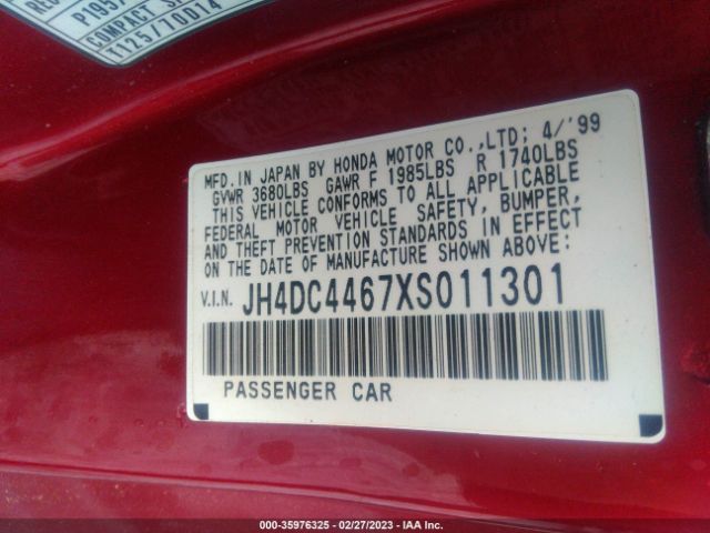 JH4DC4467XS011301 Acura Integra Gs