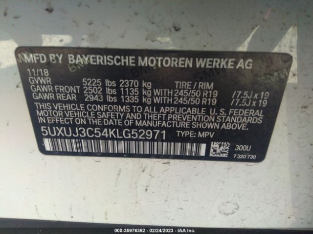 5UXUJ3C54KLG52971 BMW X4 Xdrive30i