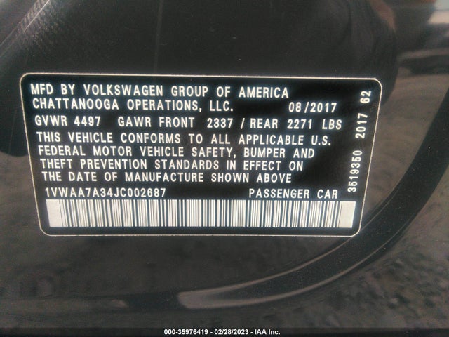 1VWAA7A34JC002687 Volkswagen Passat 2.0t S/r-line