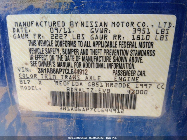 2012 NISSAN SENTRA 2.0 SR VIN: 3N1AB6AP7CL644912