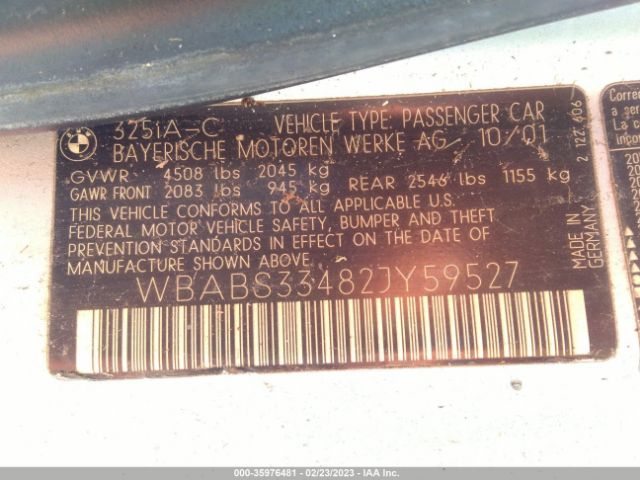 WBABS33482JY59527 BMW 3 Series 325ci