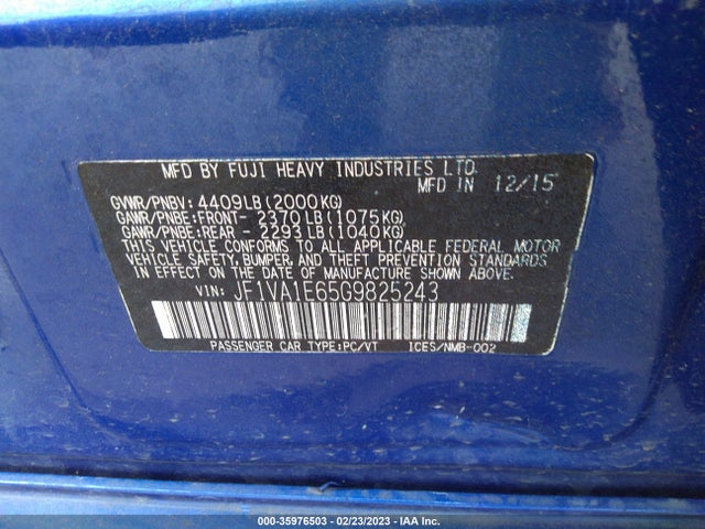 Subaru Wrx Premium 2016 JF1VA1E65G9825243 Image 9