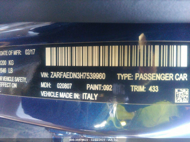 ZARFAEDN3H7539960 Alfa Romeo Giulia