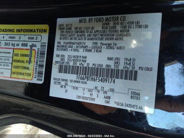2015 Ford Mustang, VIN: 1FA6P8TH6F5409174
