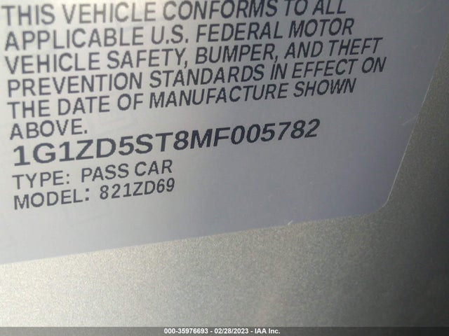 2021 Chevrolet Malibu, VIN: 1G1ZD5ST8MF005782