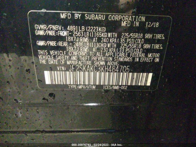 JF2SKAKC3KH484705 Subaru Forester Sport