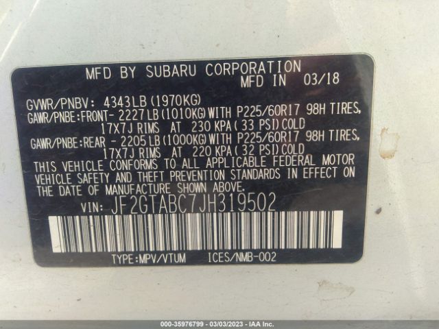 JF2GTABC7JH319502 Subaru Crosstrek Premium