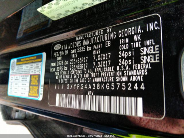 5XYPG4A38KG575244 KIA SORENTO L