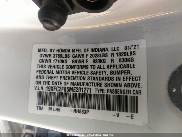 Honda Civic Sedan Sport 2021 19XFC2F85ME201271 Image 9