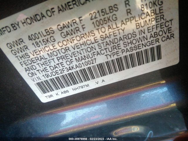 19UDE2F34KA010027 Acura ILX