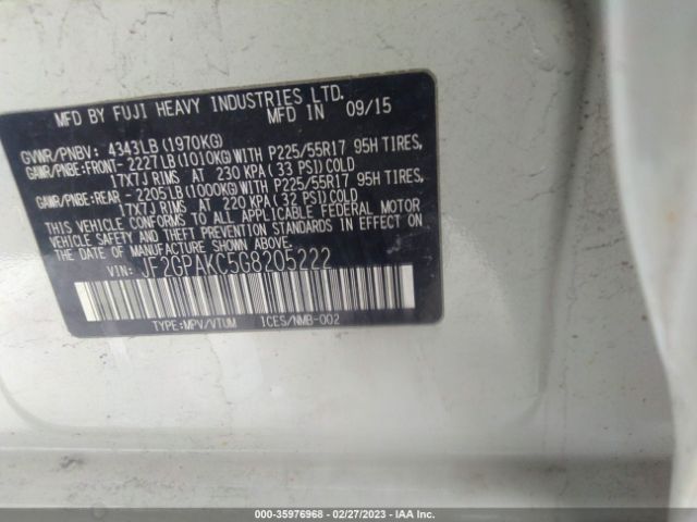 JF2GPAKC5G8205222 Subaru Crosstrek Limited