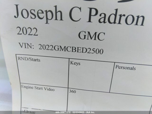 2022GMCBED2500 GMC SIERRA 2500