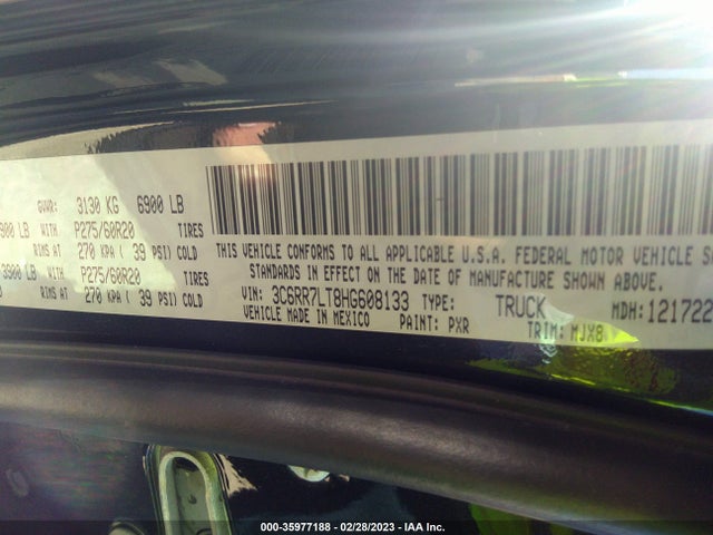 2017 RAM 1500 BIG HORN VIN: 3C6RR7LT8HG608133