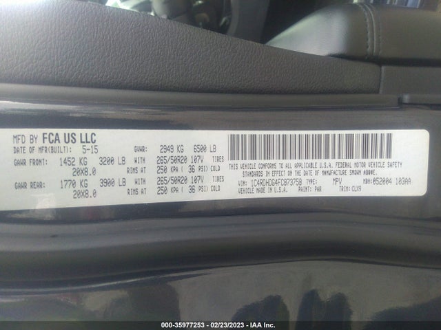Dodge DURANGO LIMITED 2015 1C4RDHDG4FC873758 Image 9