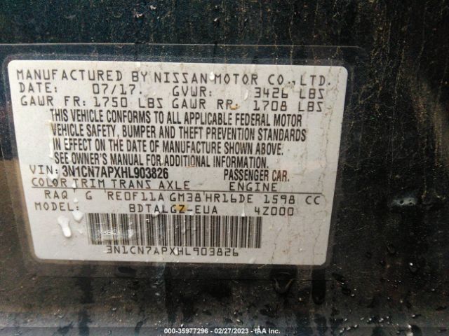 3N1CN7APXHL903826 Nissan Versa 1.6 Sl