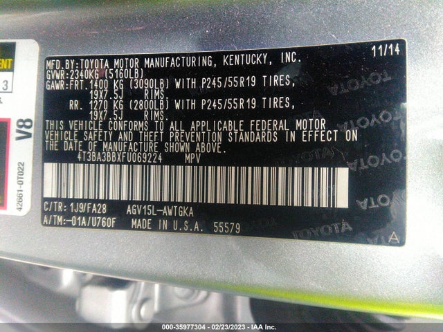 2015 Toyota Venza, VIN: 4T3BA3BBXFU069224