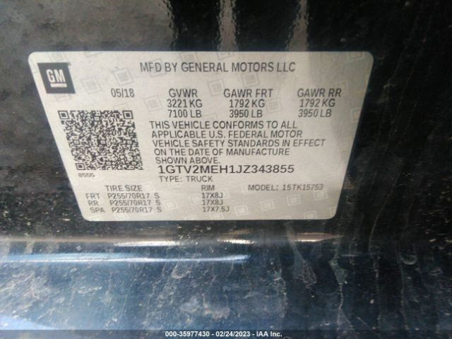 1GTV2MEH1JZ343855 GMC Sierra 1500 Sle