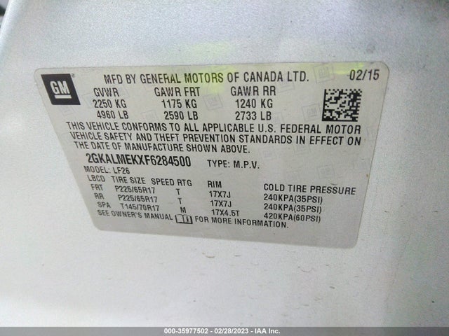 2015 GMC Terrain, VIN: 2GKALMEKXF6284500