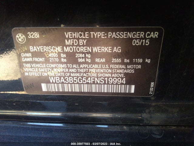 BMW 3 Series 328i Xdrive 2015 WBA3B5G54FNS19994 Image 11