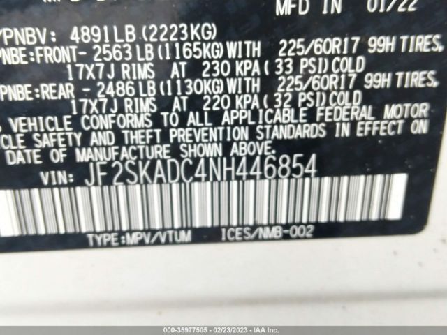 JF2SKADC4NH446854 Subaru Forester Premium