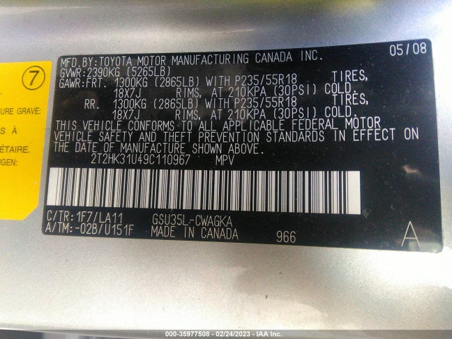 Lexus RX 350 2009 2T2HK31U49C110967 Image 10