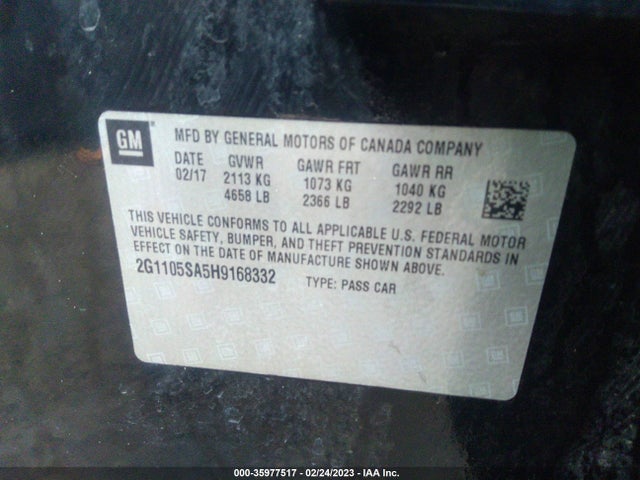 Chevrolet IMPALA LT 2017 2G1105SA5H9168332 Image 11