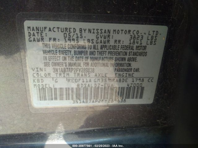 3N1AB7AP2FY289838 Nissan SENTRA SV