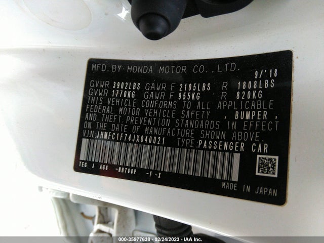 Honda Civic Sedan Ex-l 2018 JHMFC1F74JX040021 Image 10