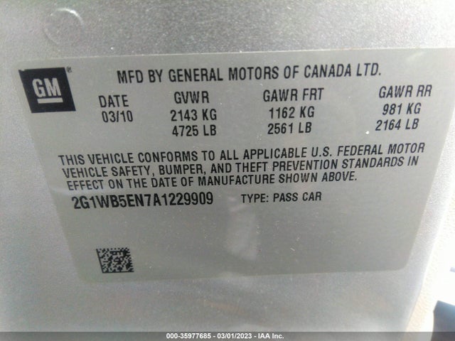 Chevrolet Impala 2010 2G1WB5EN7A1229909 Image 11