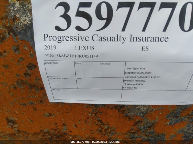 58ABZ1B19KU051149 Lexus Es Es 350