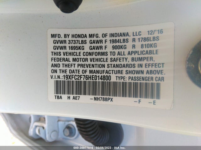 Honda Civic Sedan Ex 2017 19XFC2F76HE014800 Image 9