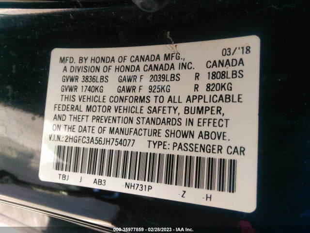 Honda CIVIC SI COUPE 2018 2HGFC3A56JH754077 Image 9