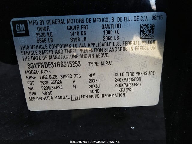 2016 Cadillac SRX, VIN: 3GYFNDE31GS515253