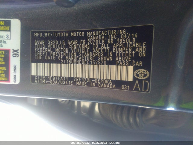 Toyota Corolla L/le/s/s Plus/le Plus 2014 2T1BURHE0EC152570 Image 10