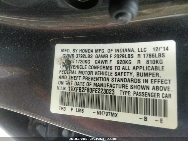 Honda Civic Sedan Ex 2015 19XFB2F80FE223023 Image 9