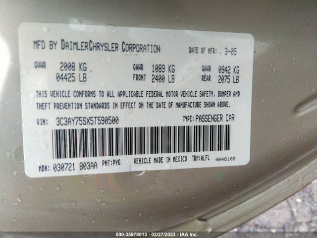 3C3AY75SX5T590500 Chrysler Pt Cruiser Gt