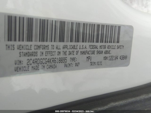 Dodge Grand Caravan Sxt 2019 2C4RDGCG4KR618895 Image 9