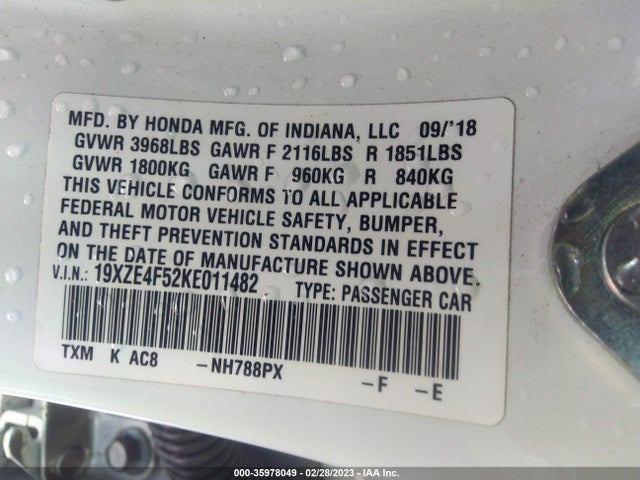 Honda INSIGHT EX 2019 19XZE4F52KE011482 Image 10
