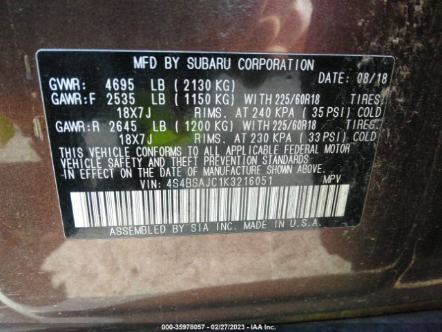4S4BSAJC1K3216051 Subaru Outback Limited