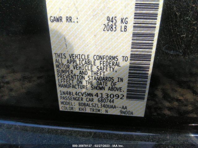 1N4BL4CV5MN413092 Nissan Altima 2.5 Sr