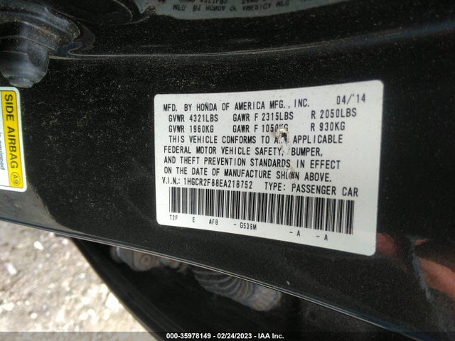 Honda Accord Sedan Ex-l 2014 1HGCR2F88EA218752 Image 9