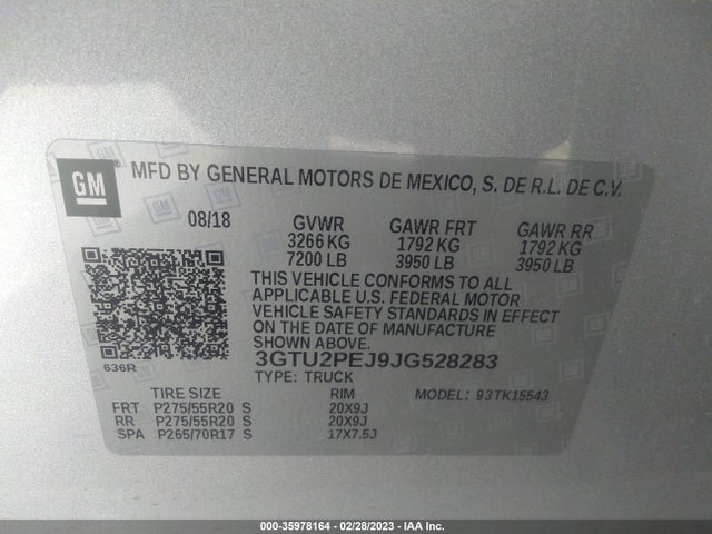 GMC Sierra 1500 Denali 2018 3GTU2PEJ9JG528283 Image 9