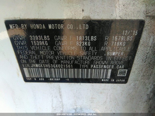 Honda FIT LX 2016 JHMGK5H53GX021561 Image 10
