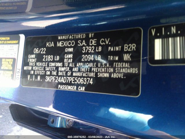 3KPF24AD7PE506374 KIA Forte Lxs