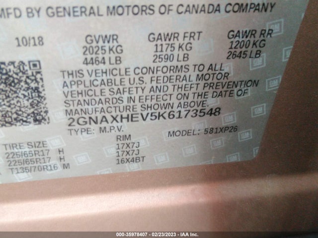 Chevrolet EQUINOX LS 2019 2GNAXHEV5K6173548 Image 11