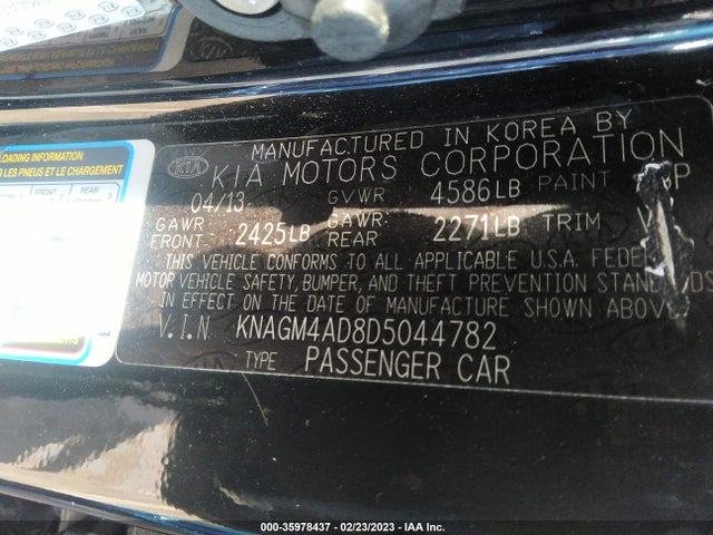 KIA Optima Hybrid Lx 2013 KNAGM4AD8D5044782 Image 9